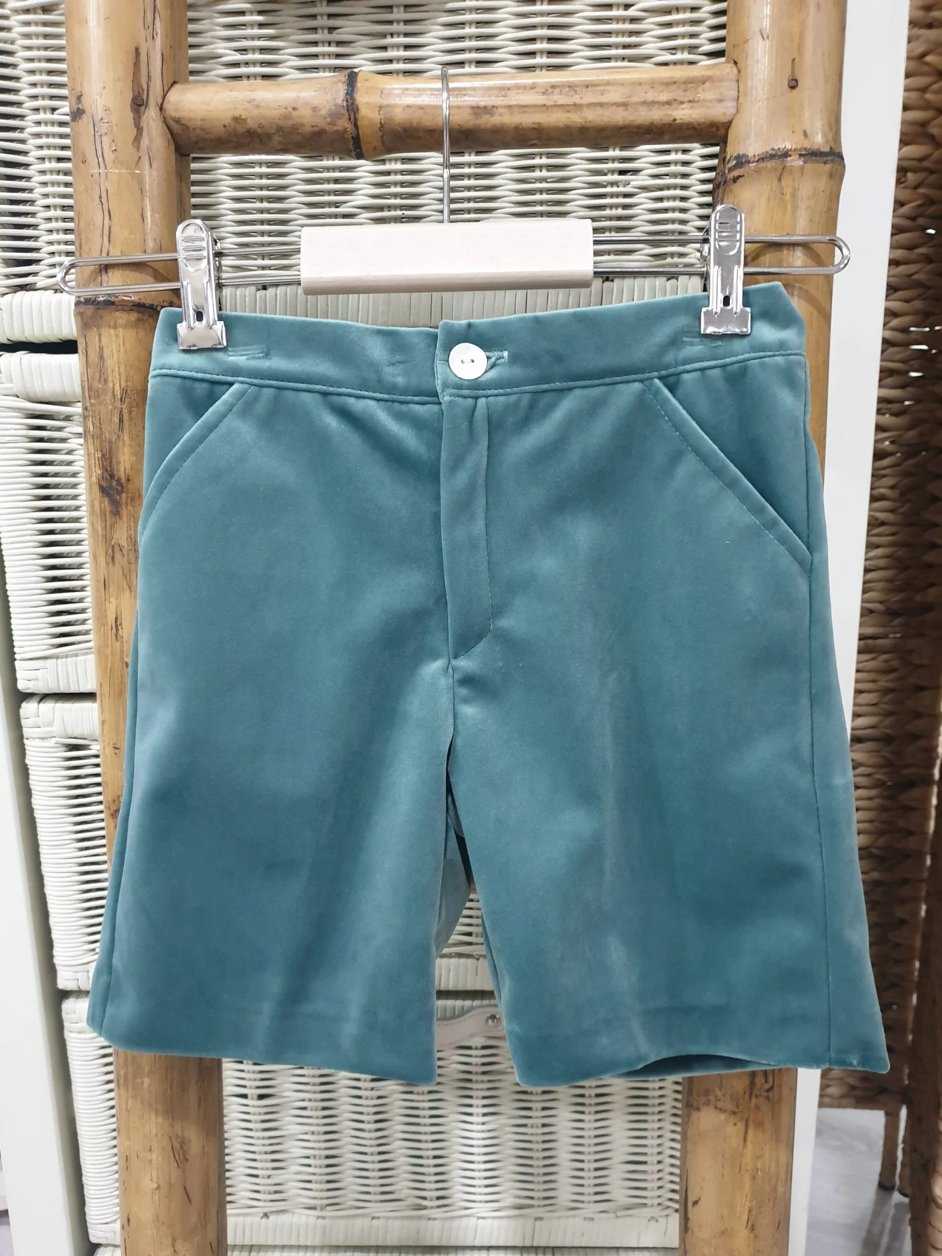 A Pantalón bermuda niño Pilar Batanero terciopelo R400205 Agua