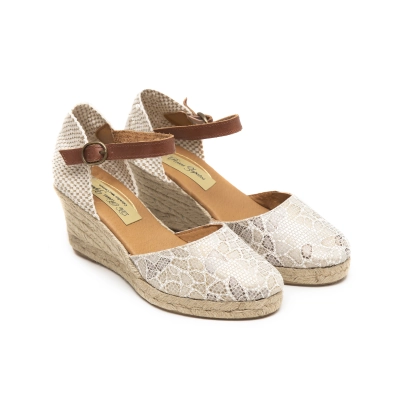 Alpargata cuña esparto mosaico beige