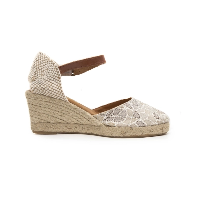 Alpargata cuña esparto mosaico beige