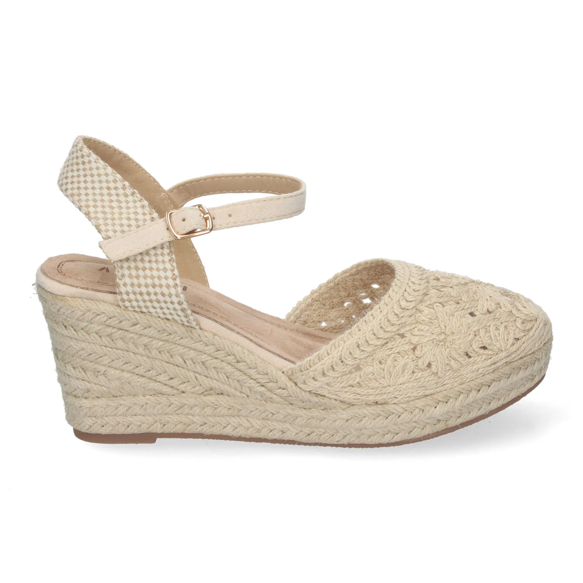 ALPARGATA DE CUñA MEDIA FORRADA DE YUTE PARA MUJER BEIGE VRA898