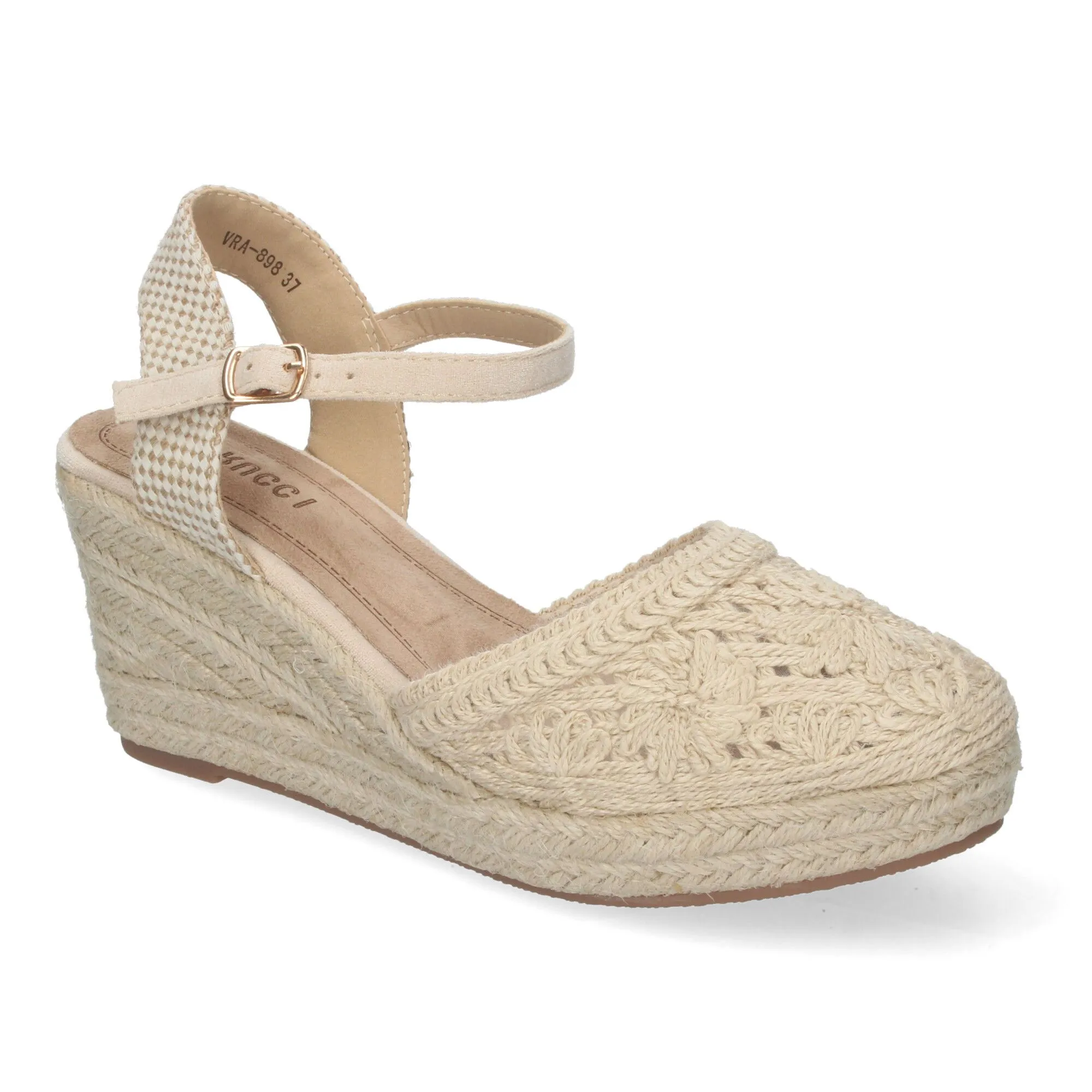 ALPARGATA DE CUñA MEDIA FORRADA DE YUTE PARA MUJER BEIGE VRA898