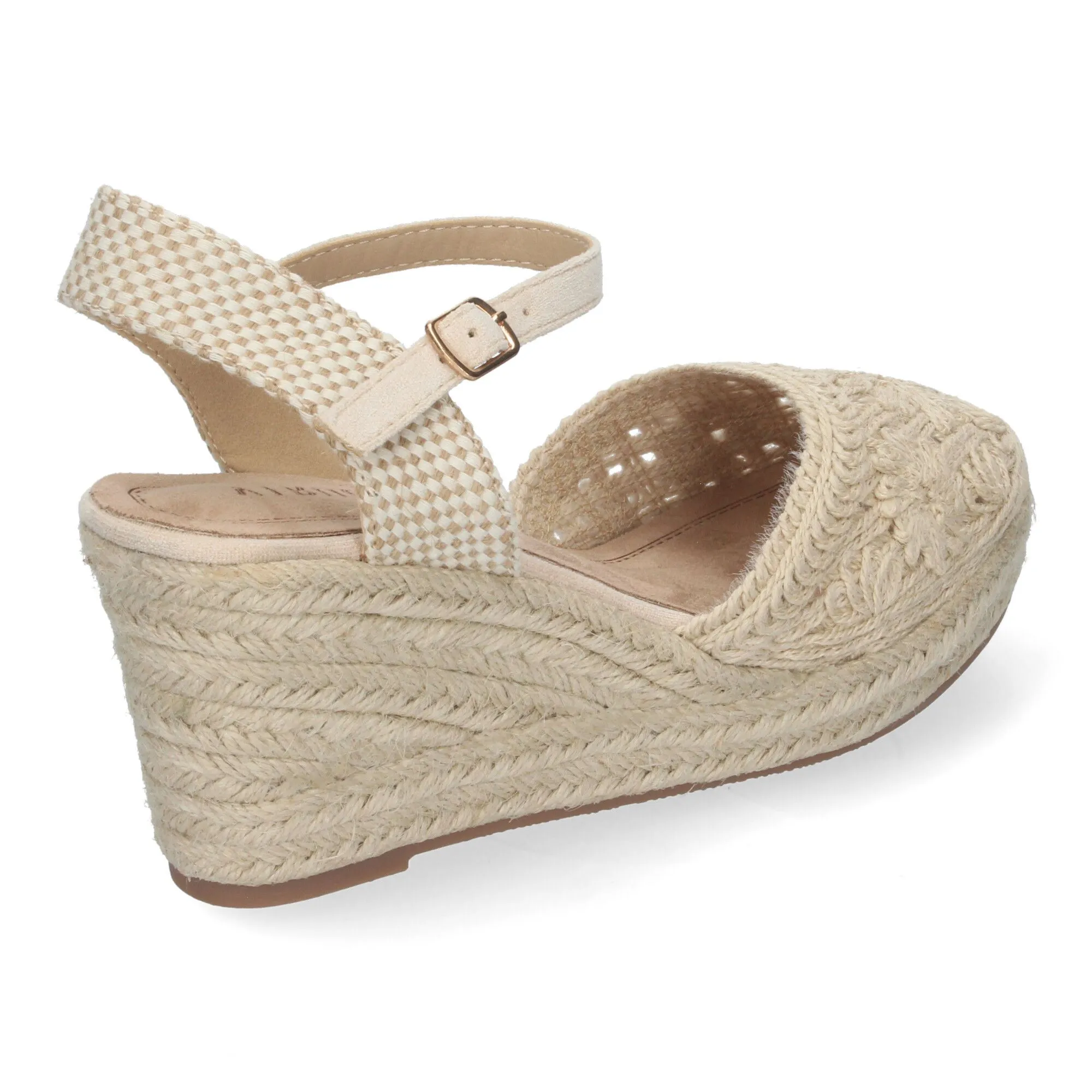 ALPARGATA DE CUñA MEDIA FORRADA DE YUTE PARA MUJER BEIGE VRA898