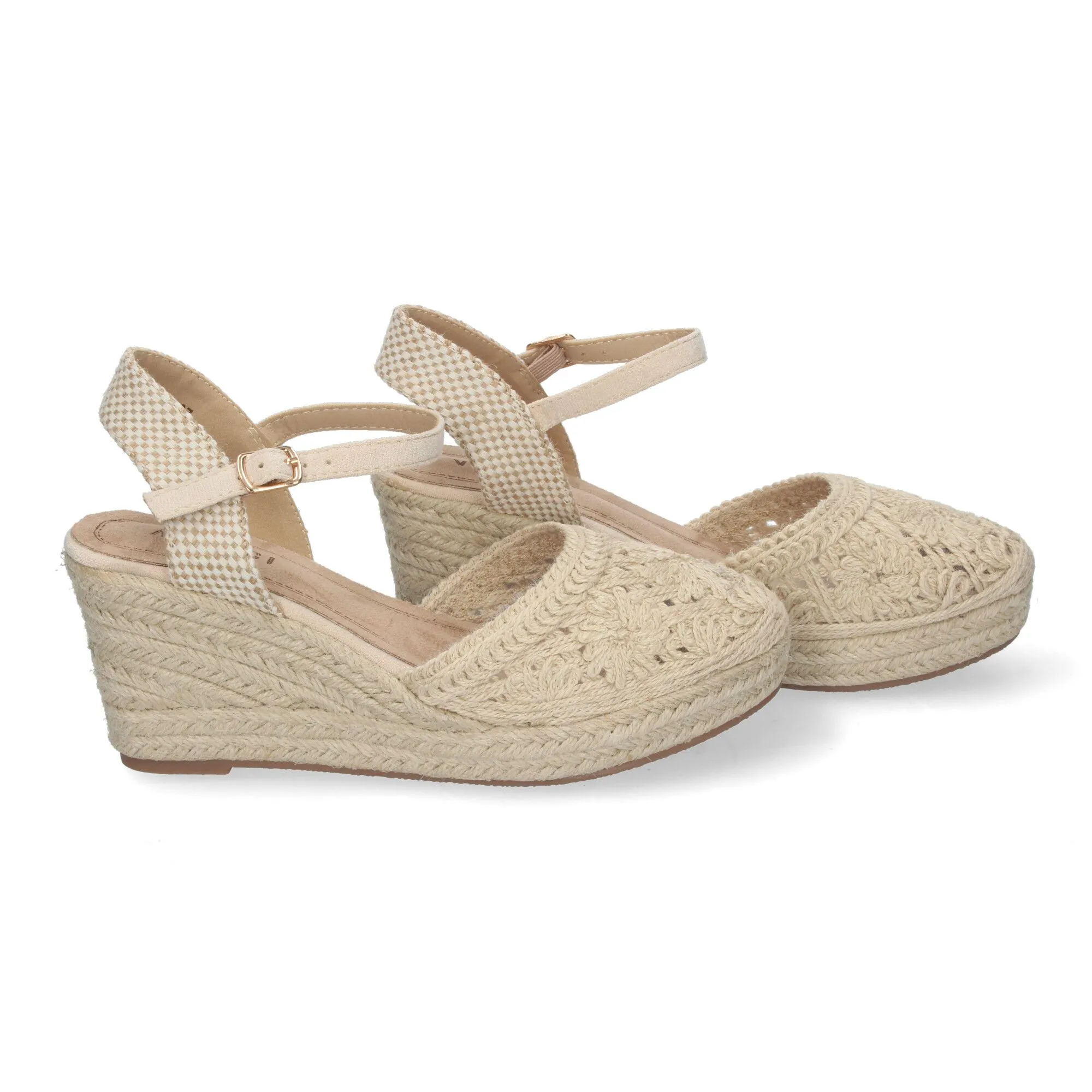 ALPARGATA DE CUñA MEDIA FORRADA DE YUTE PARA MUJER BEIGE VRA898