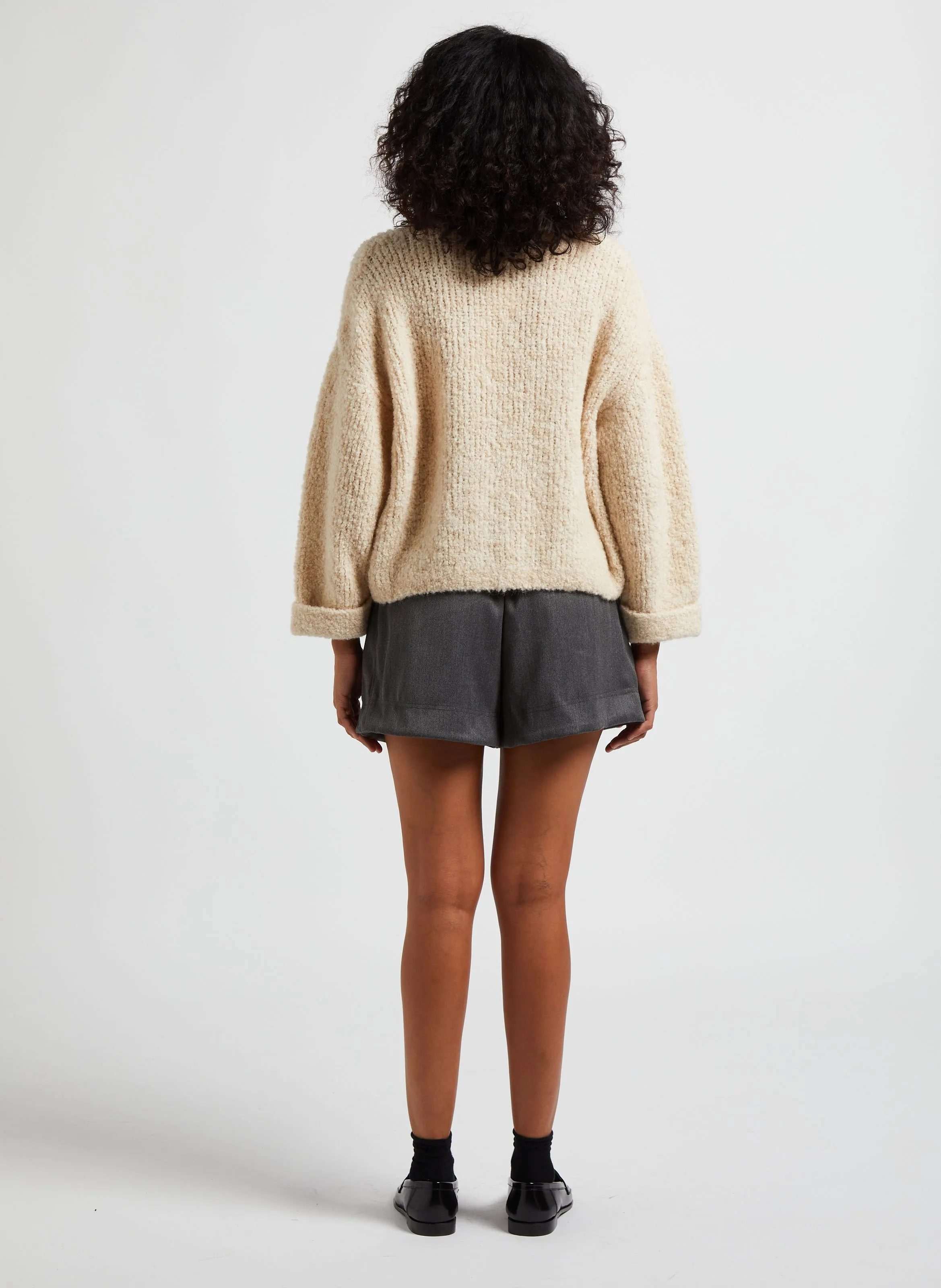 AMERICAN VINTAGE ZOLLY  JERSEY HOLGADO DE LANA CON CUELLO REDONDO EN BEIGE