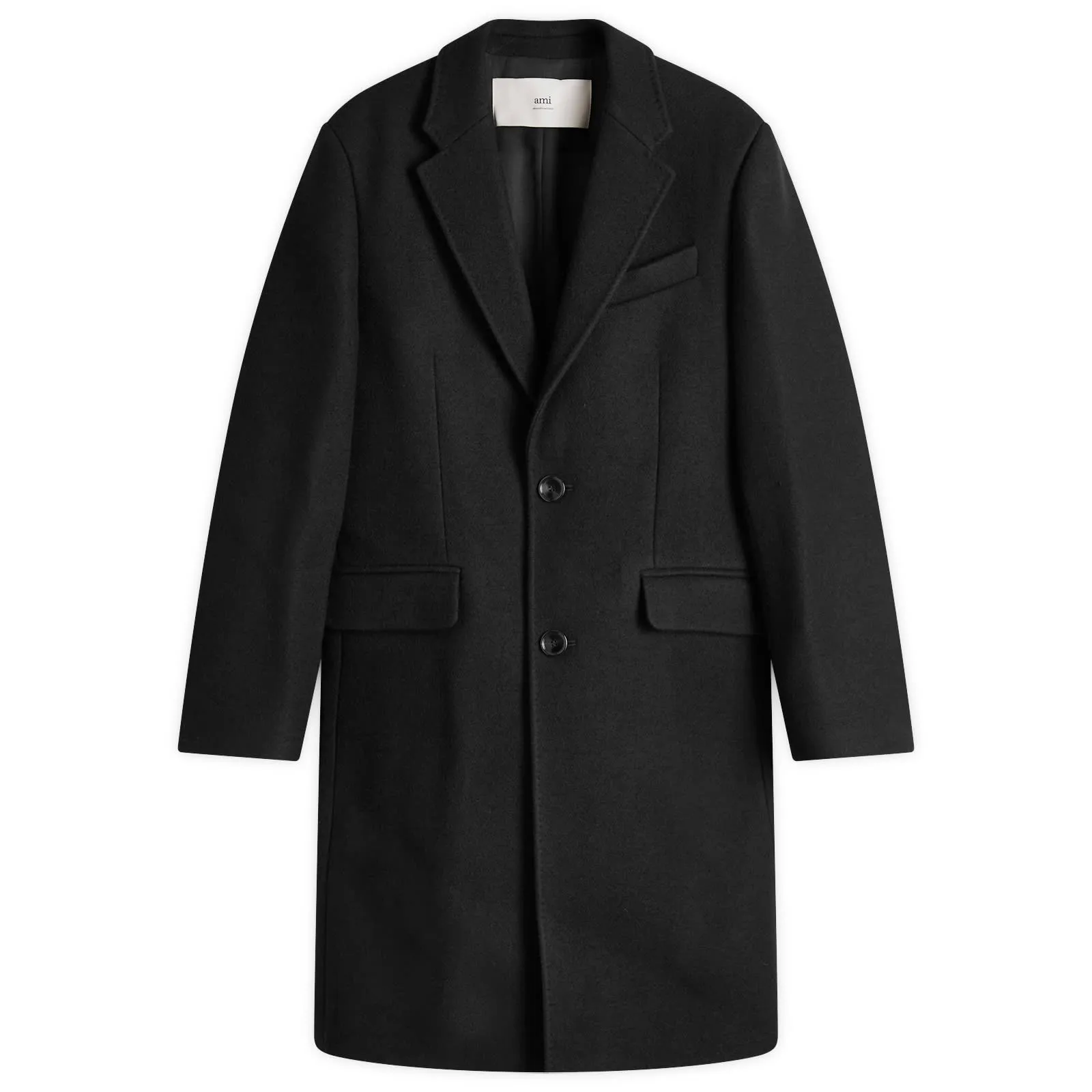 AMI Two Button Overcoat Black