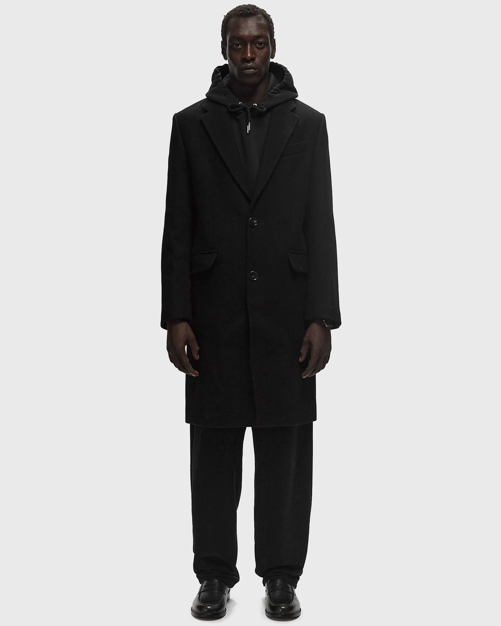 AMI Two Button Overcoat Black