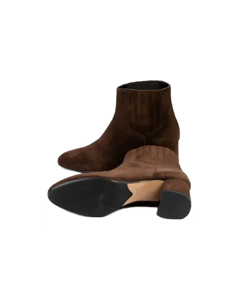 ANNA F.  9939 CAFFE'  STIVALETTO DONNA IN CAMOSCIO CON TACCO