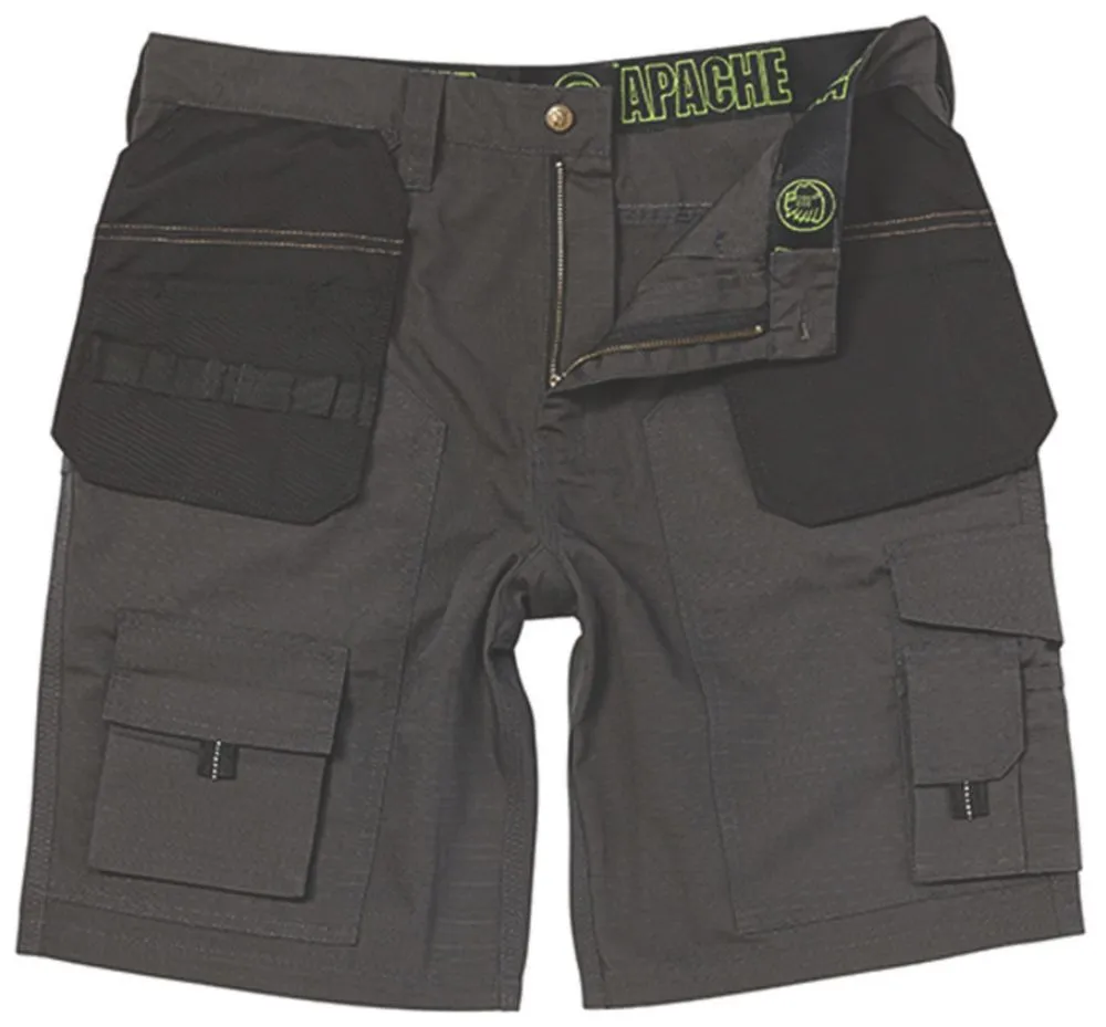 Apache APKHT, pantalón corto de trabajo con bolsillos de pistolera, gris/negro (cintura 30