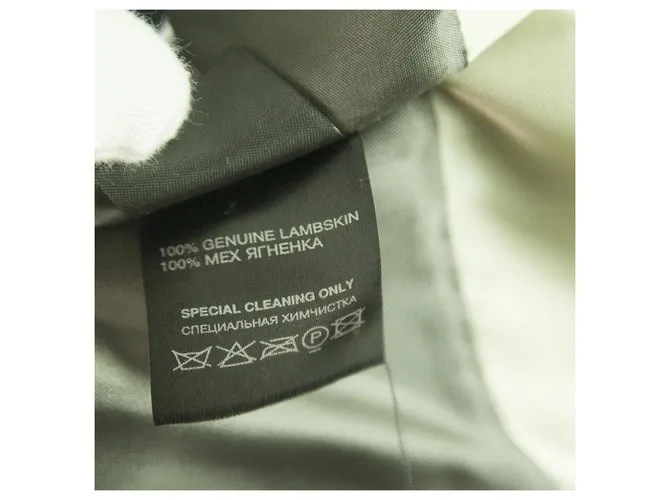 Autre Marque Chaqueta Abrigo Jo Peters Piel Beige Piel Lana Negra Talla S, magnífico Negro 
