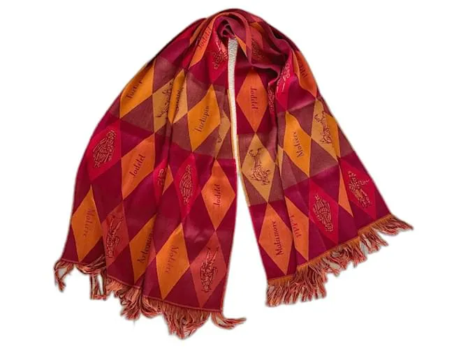 AUTRE MARQUE ESTOLA MUY GRANDE DE LA “COMéDIEFRANçAISE” 100% LANA  200 X 68 CM ROJA NARANJA BURDEOS CAQUI 
