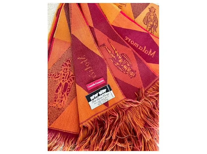 AUTRE MARQUE ESTOLA MUY GRANDE DE LA “COMéDIEFRANçAISE” 100% LANA  200 X 68 CM ROJA NARANJA BURDEOS CAQUI 