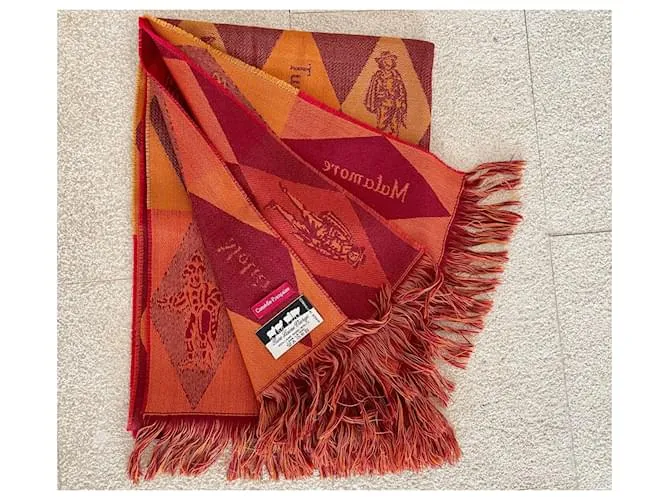 AUTRE MARQUE ESTOLA MUY GRANDE DE LA “COMéDIEFRANçAISE” 100% LANA  200 X 68 CM ROJA NARANJA BURDEOS CAQUI 
