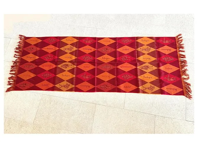 AUTRE MARQUE ESTOLA MUY GRANDE DE LA “COMéDIEFRANçAISE” 100% LANA  200 X 68 CM ROJA NARANJA BURDEOS CAQUI 