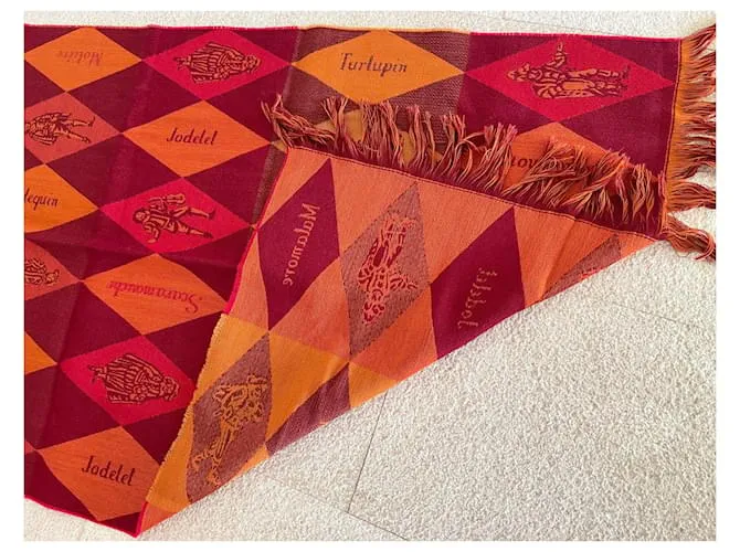 AUTRE MARQUE ESTOLA MUY GRANDE DE LA “COMéDIEFRANçAISE” 100% LANA  200 X 68 CM ROJA NARANJA BURDEOS CAQUI 