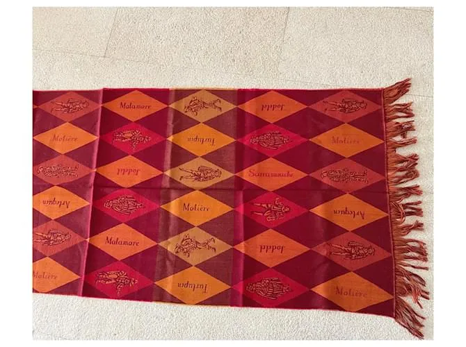 AUTRE MARQUE ESTOLA MUY GRANDE DE LA “COMéDIEFRANçAISE” 100% LANA  200 X 68 CM ROJA NARANJA BURDEOS CAQUI 