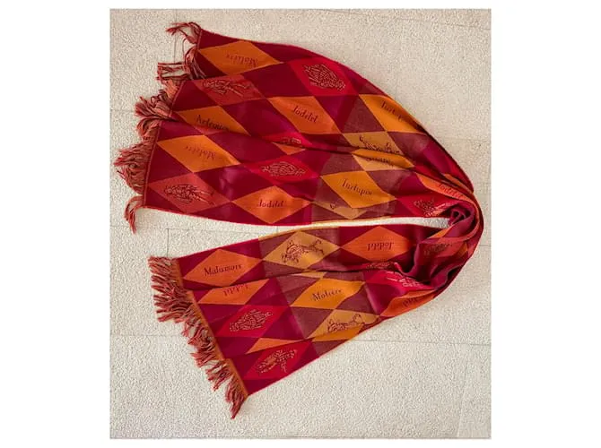 AUTRE MARQUE ESTOLA MUY GRANDE DE LA “COMéDIEFRANçAISE” 100% LANA  200 X 68 CM ROJA NARANJA BURDEOS CAQUI 