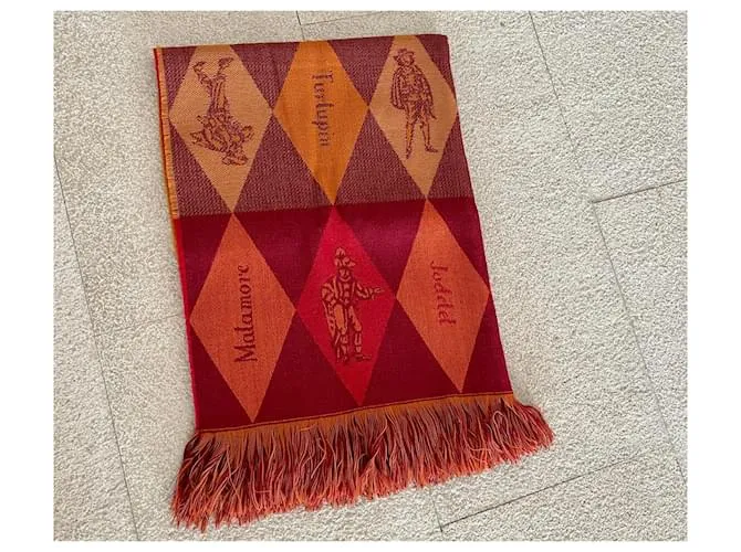 AUTRE MARQUE ESTOLA MUY GRANDE DE LA “COMéDIEFRANçAISE” 100% LANA  200 X 68 CM ROJA NARANJA BURDEOS CAQUI 