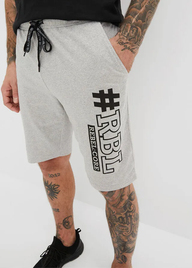 BERMUDAS DE PUNTO (2 UNIDADES), REGULAR FIT NEGROGRIS CLARO JASPEADO ESTAMPADO