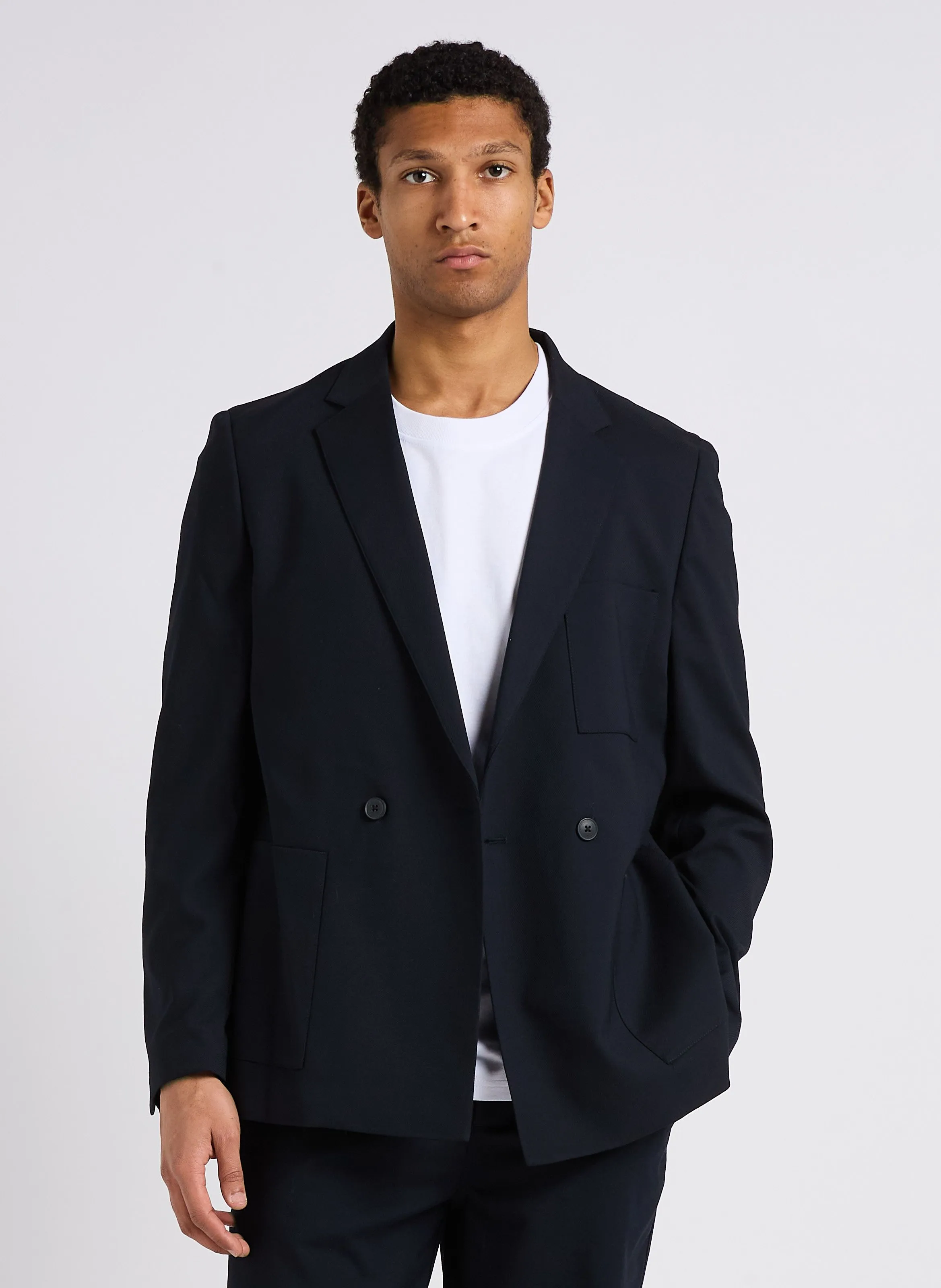 BLANE 2908  CHAQUETA RECTA DE JACQUARD ABOTONADA EN AZUL