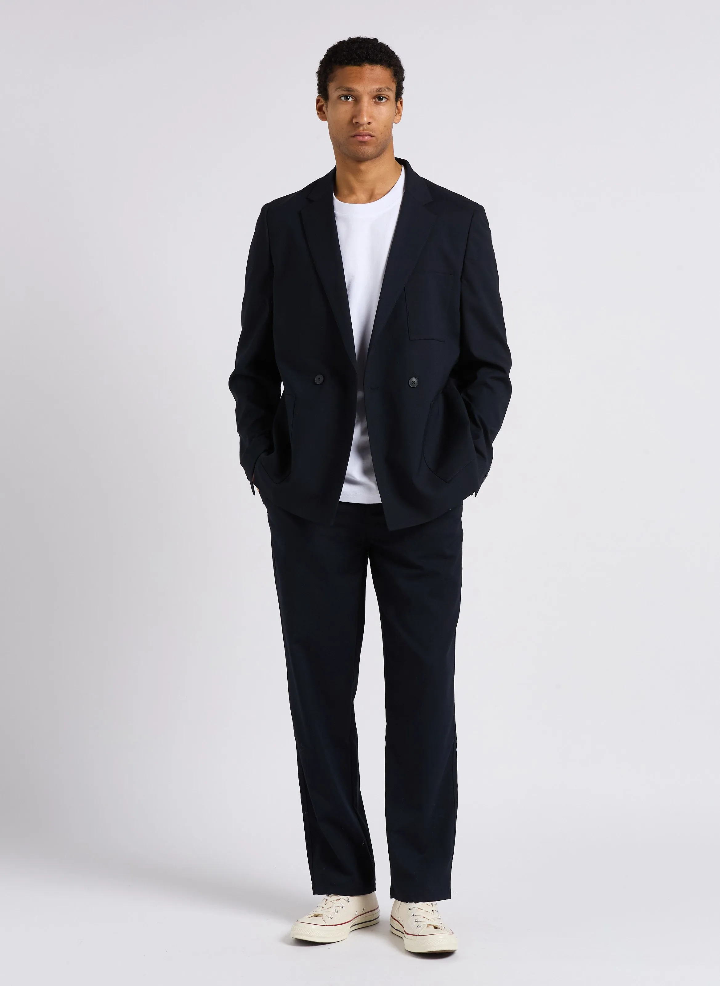 BLANE 2908  CHAQUETA RECTA DE JACQUARD ABOTONADA EN AZUL