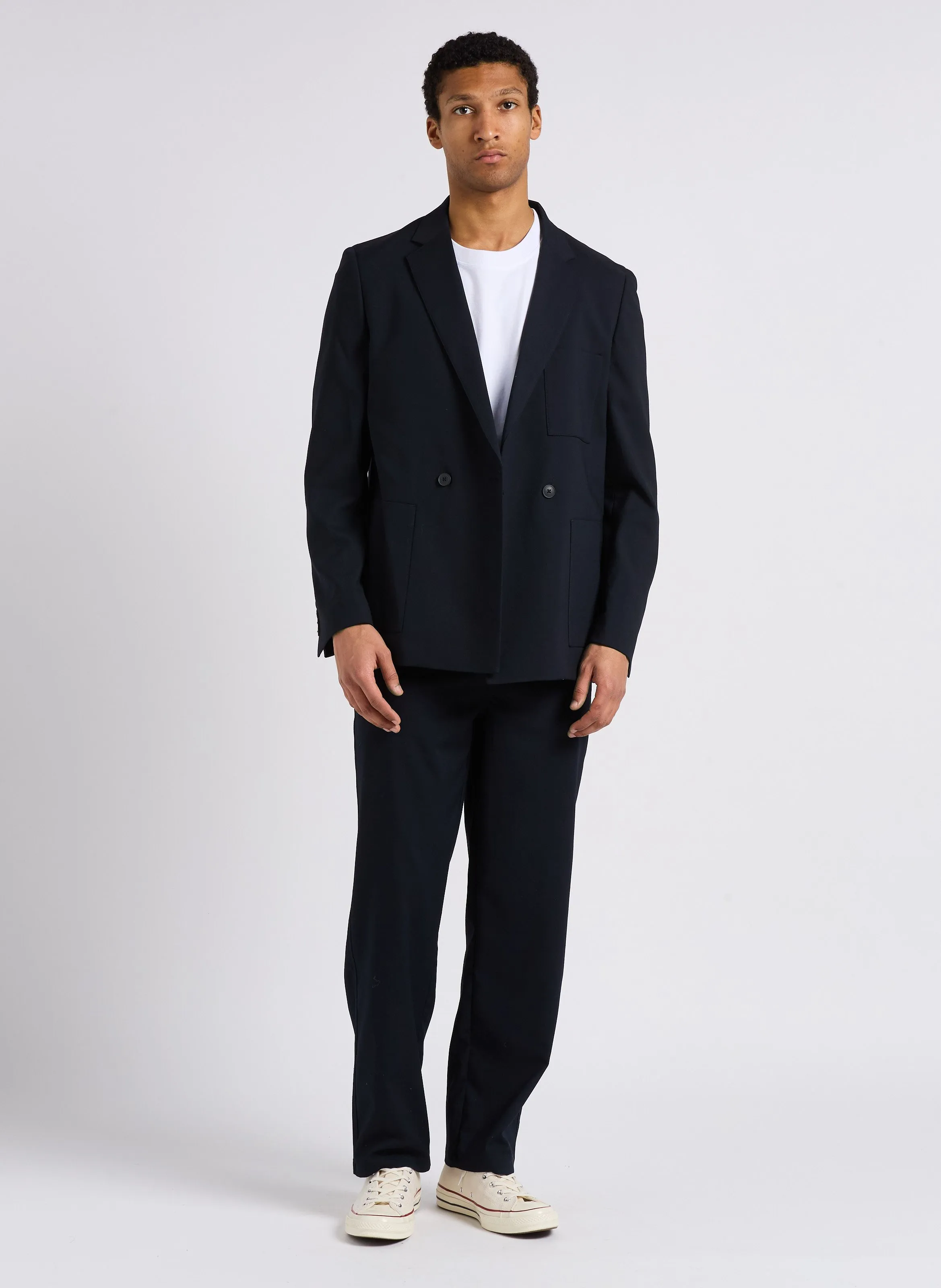 BLANE 2908  CHAQUETA RECTA DE JACQUARD ABOTONADA EN AZUL