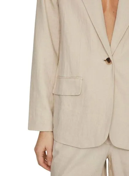Blazer Vila Jolanda Beige Para Mujer