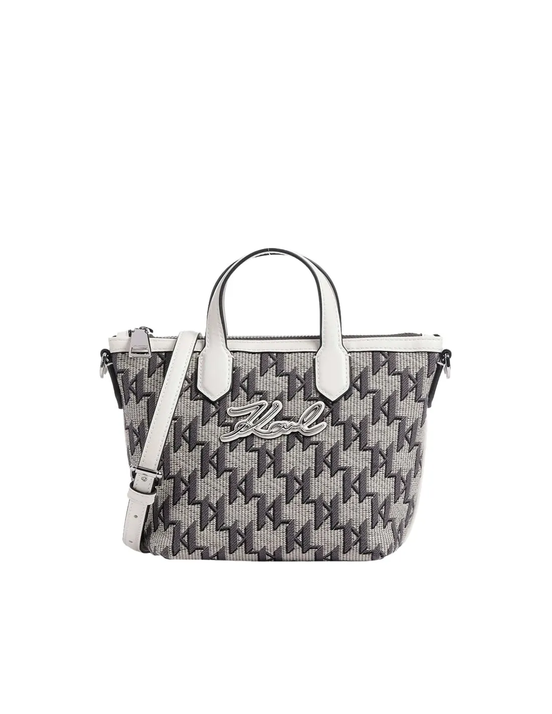 Bolso de hombro blanco y negro Monogram