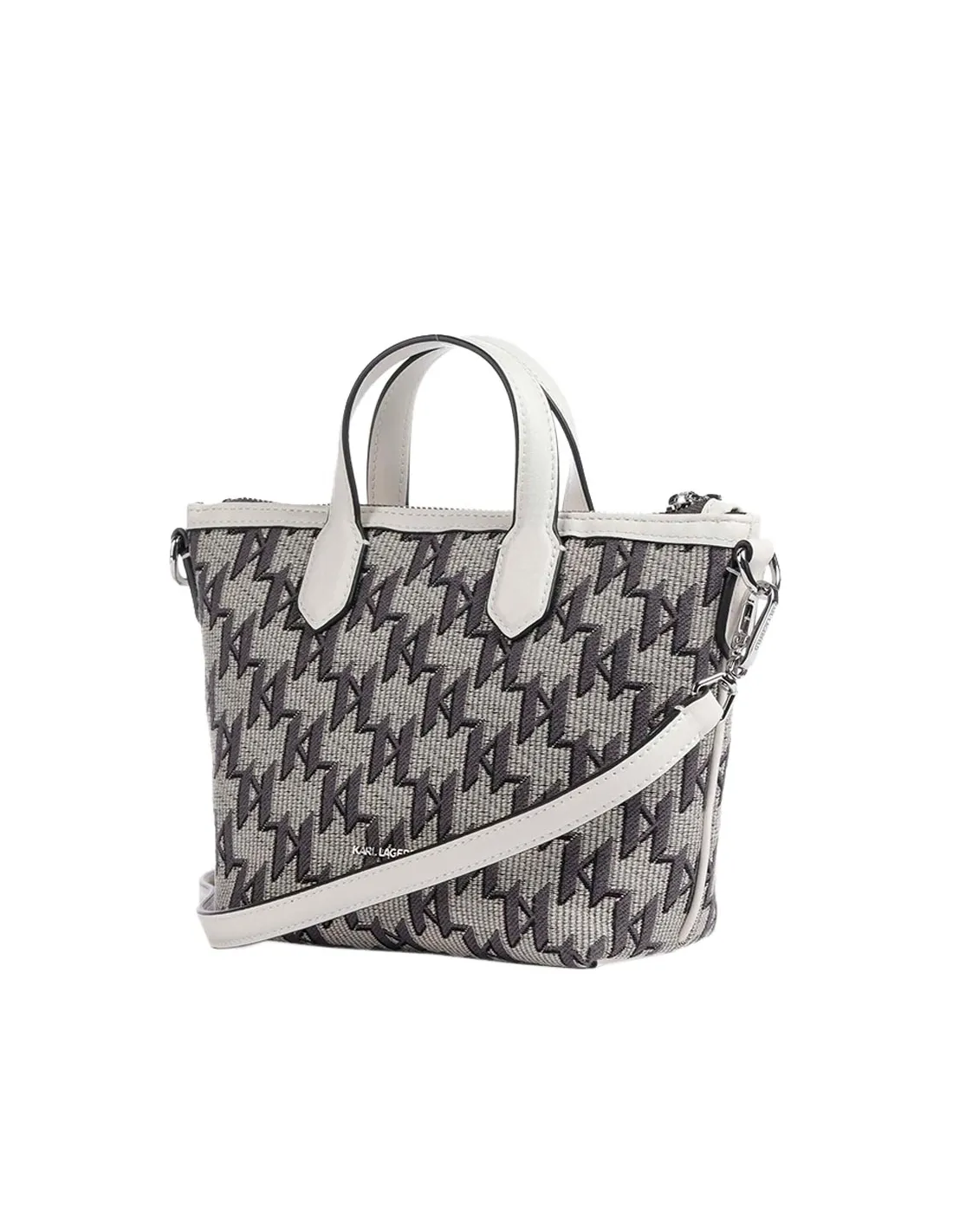Bolso de hombro blanco y negro Monogram