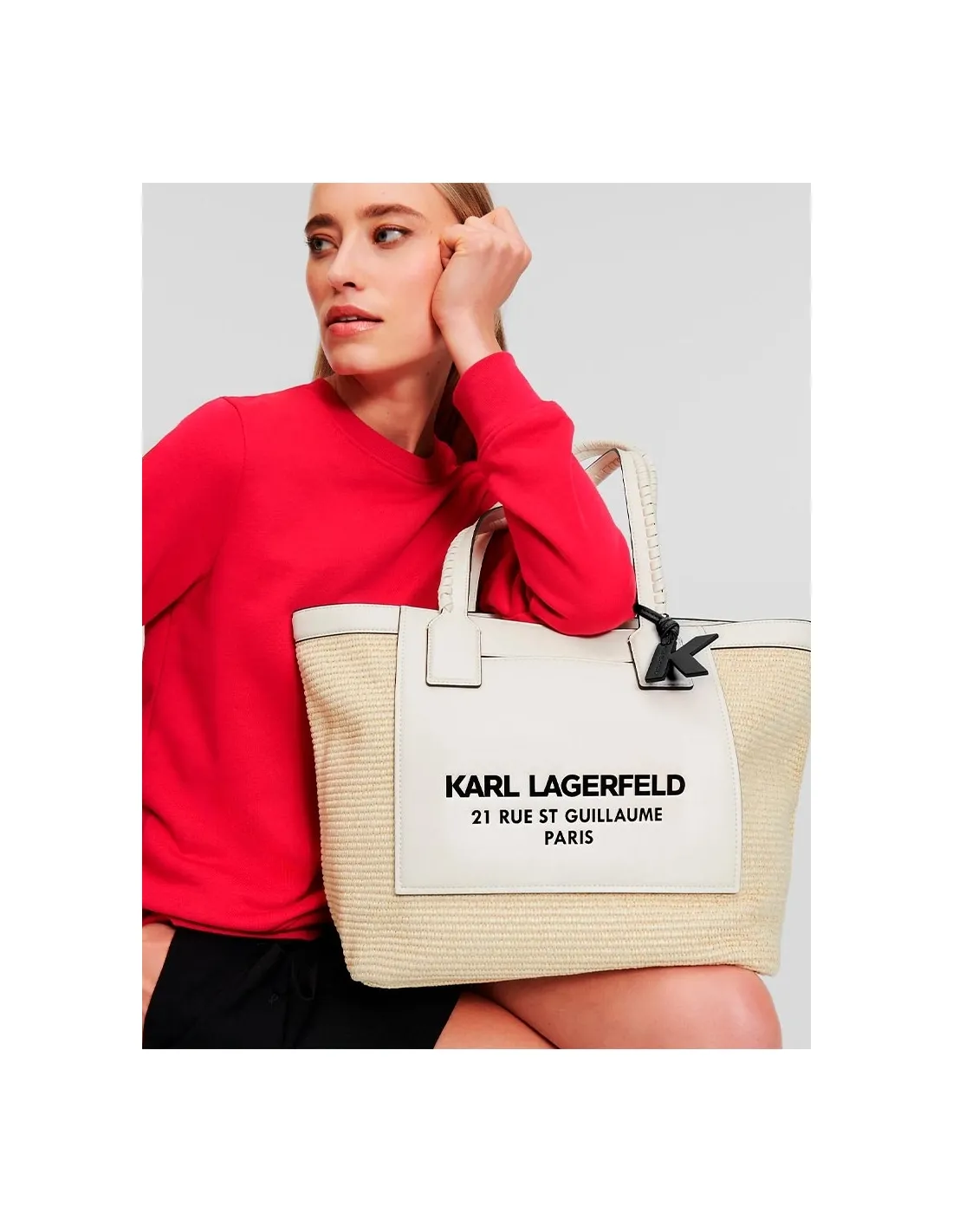 Bolso shopper de rafia color natural