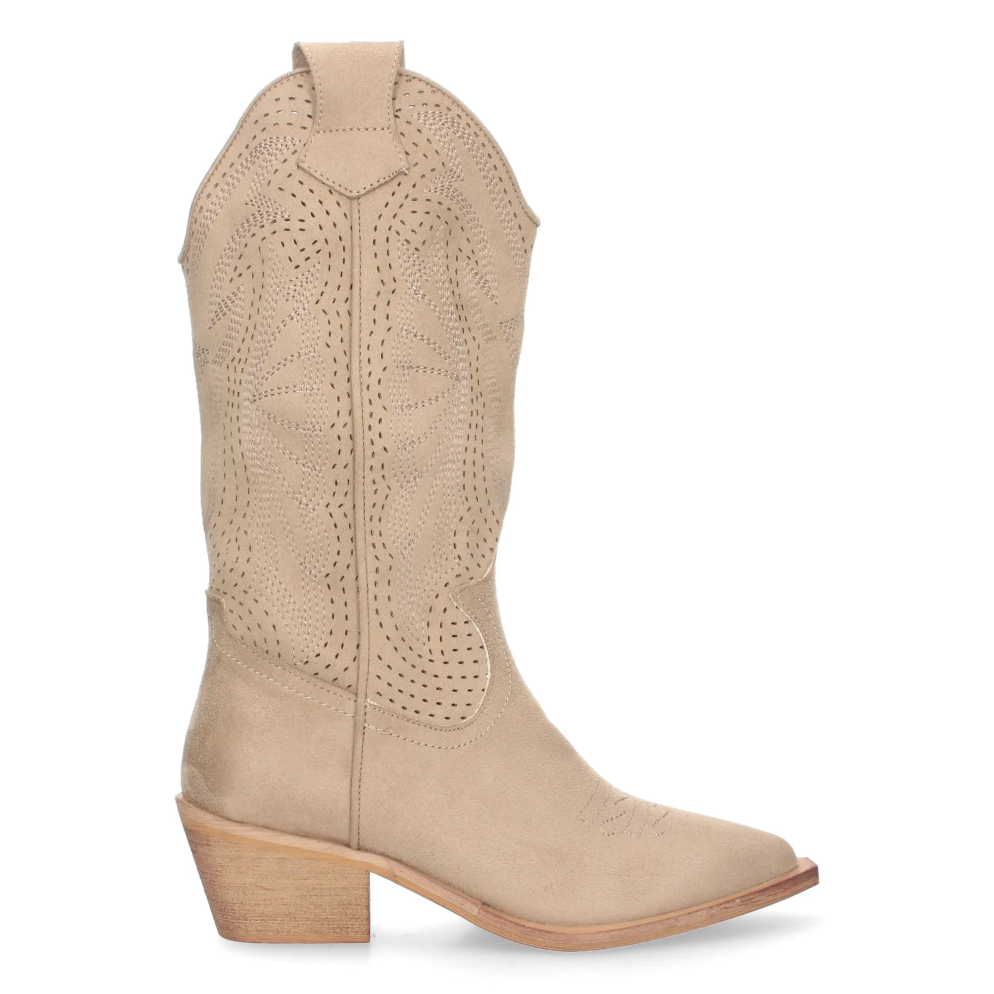 Botas altas tacón campero para mujer color beige M4023