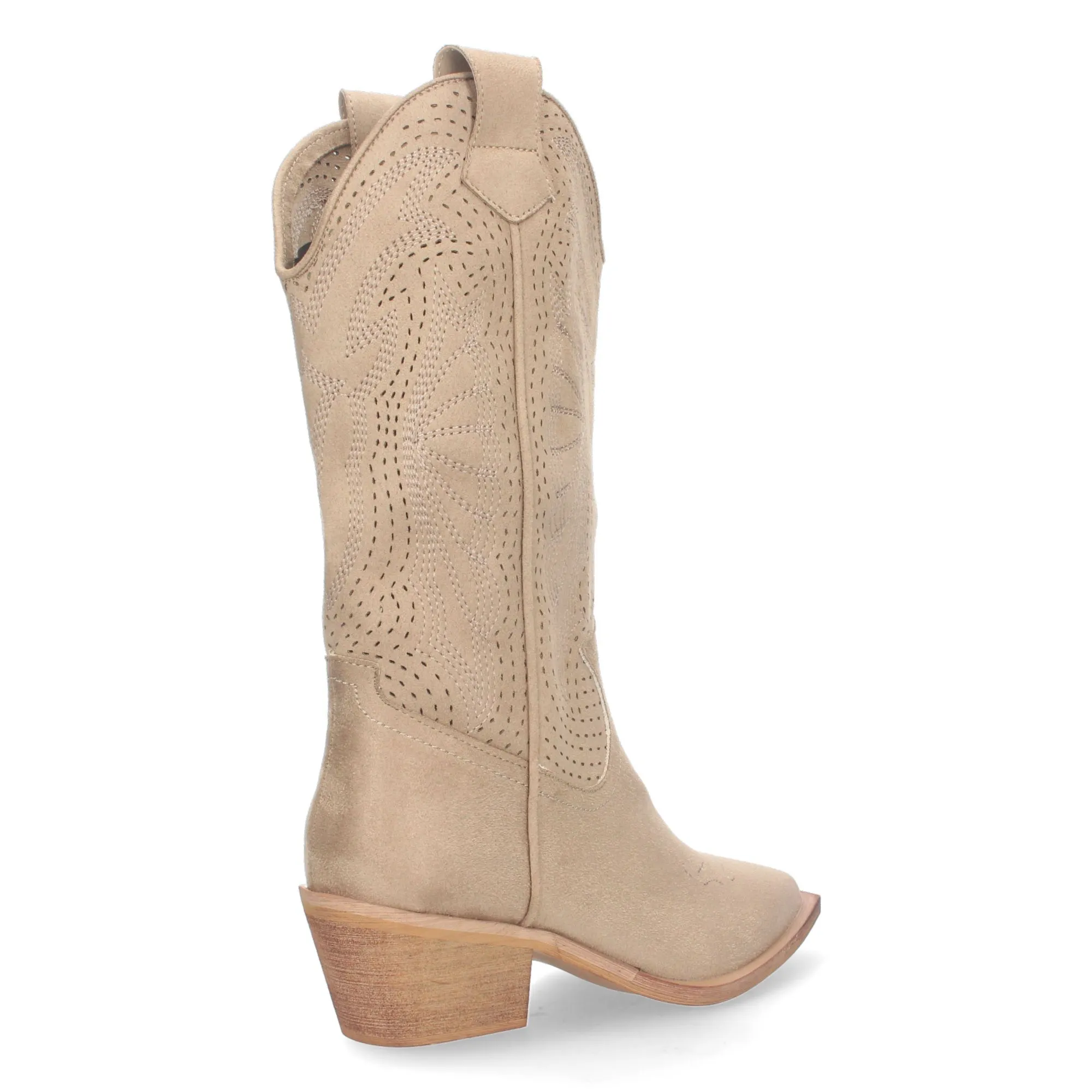 Botas altas tacón campero para mujer color beige M4023