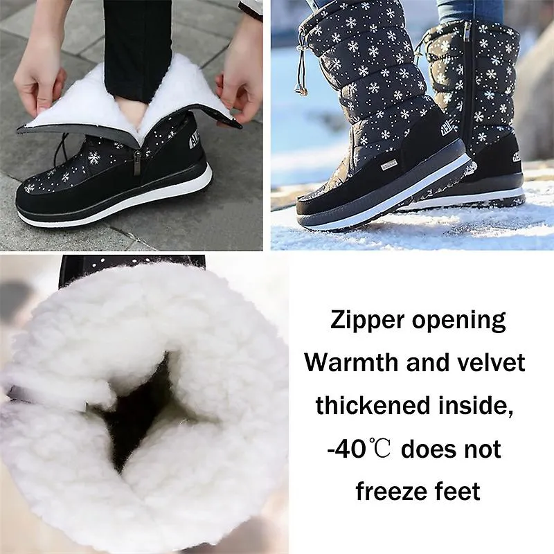 Botas de invierno cálidas para mujer de suela gruesa, botas de nieve cómodas e impermeables