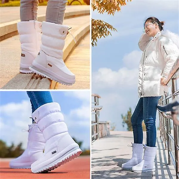 Botas de invierno cálidas para mujer de suela gruesa, botas de nieve cómodas e impermeables