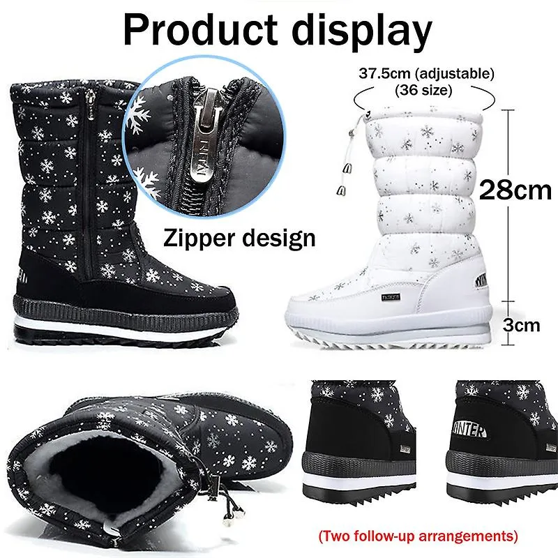 Botas de invierno cálidas para mujer de suela gruesa, botas de nieve cómodas e impermeables