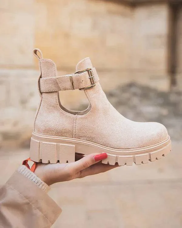 BOTINES DE MUJER EN COLOR TOPO CALADOS  SHANI