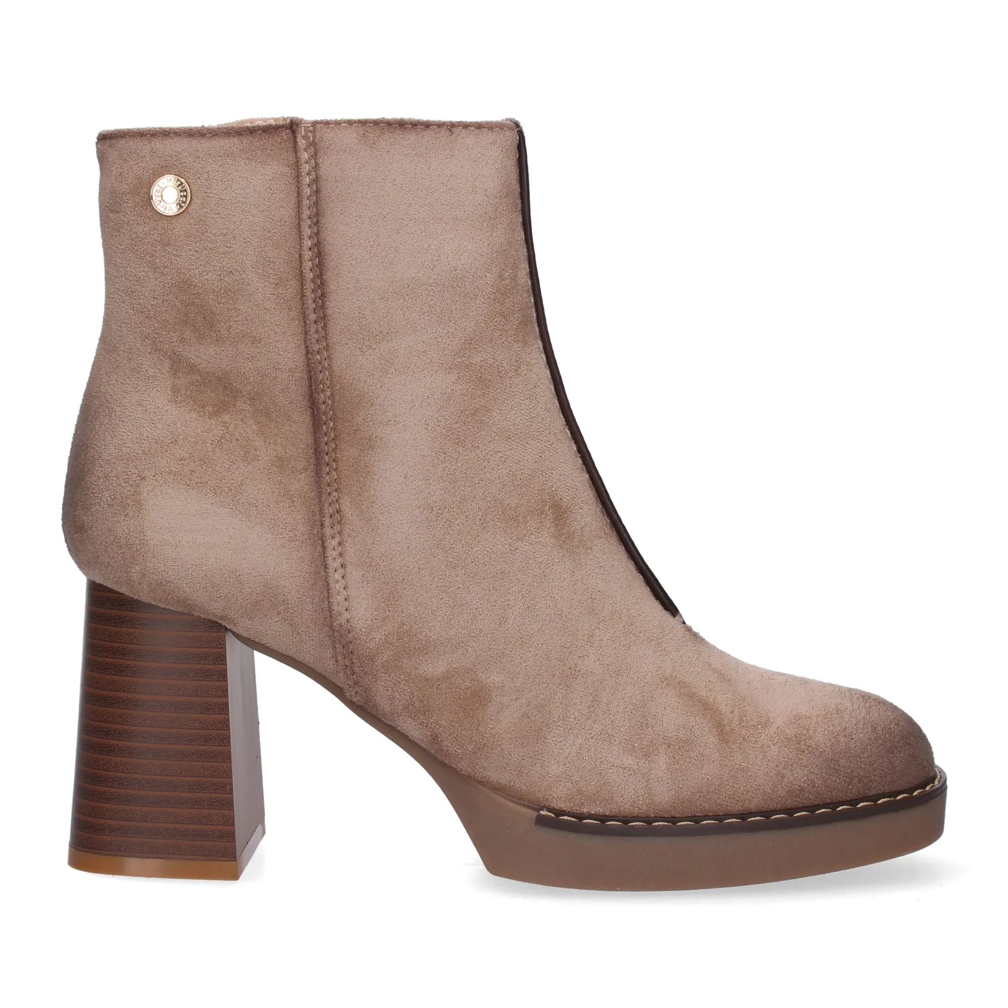 BOTINES DE TACóN MEDIO PUNTA REDONDA MUJER COLOR BEIGE VR3559