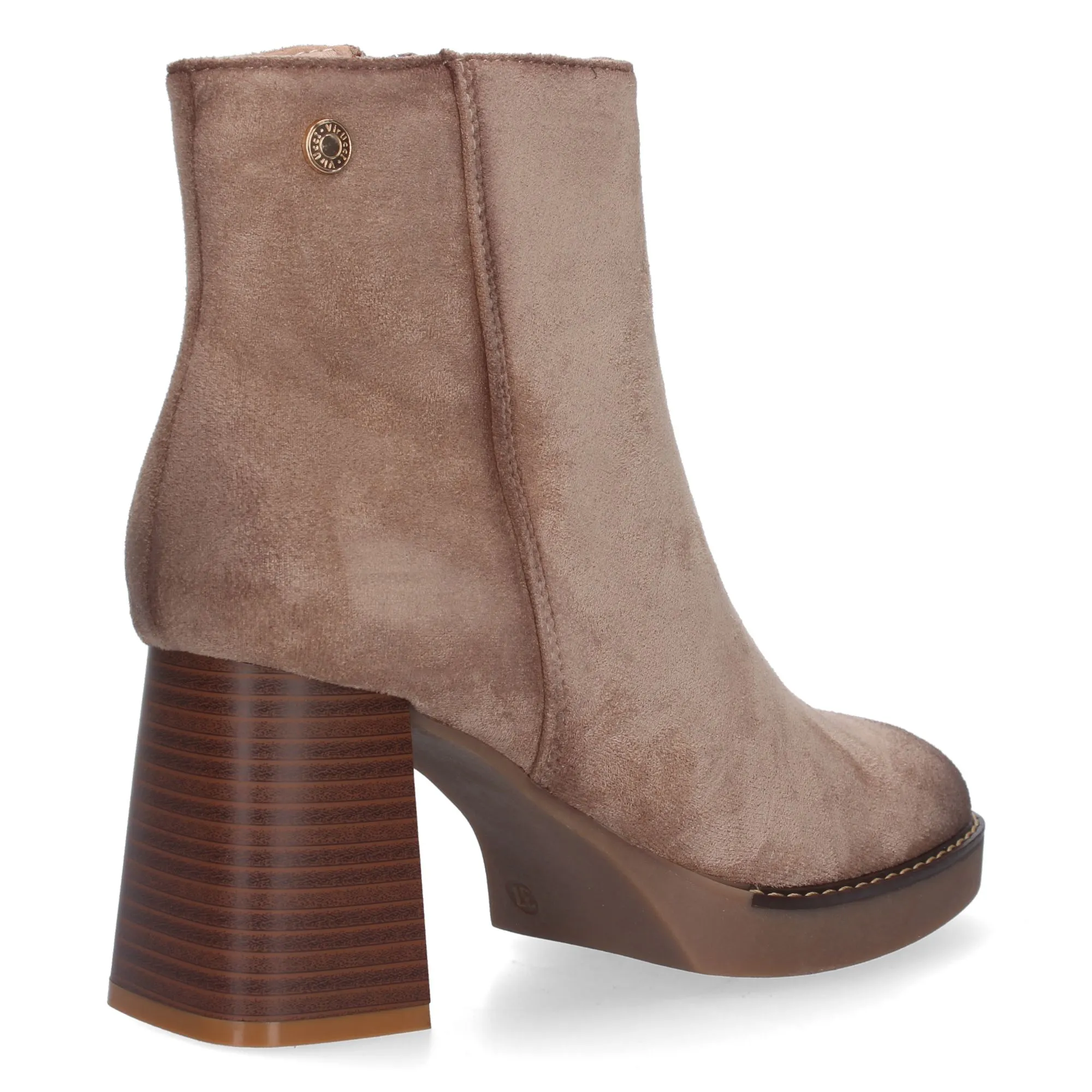 BOTINES DE TACóN MEDIO PUNTA REDONDA MUJER COLOR BEIGE VR3559