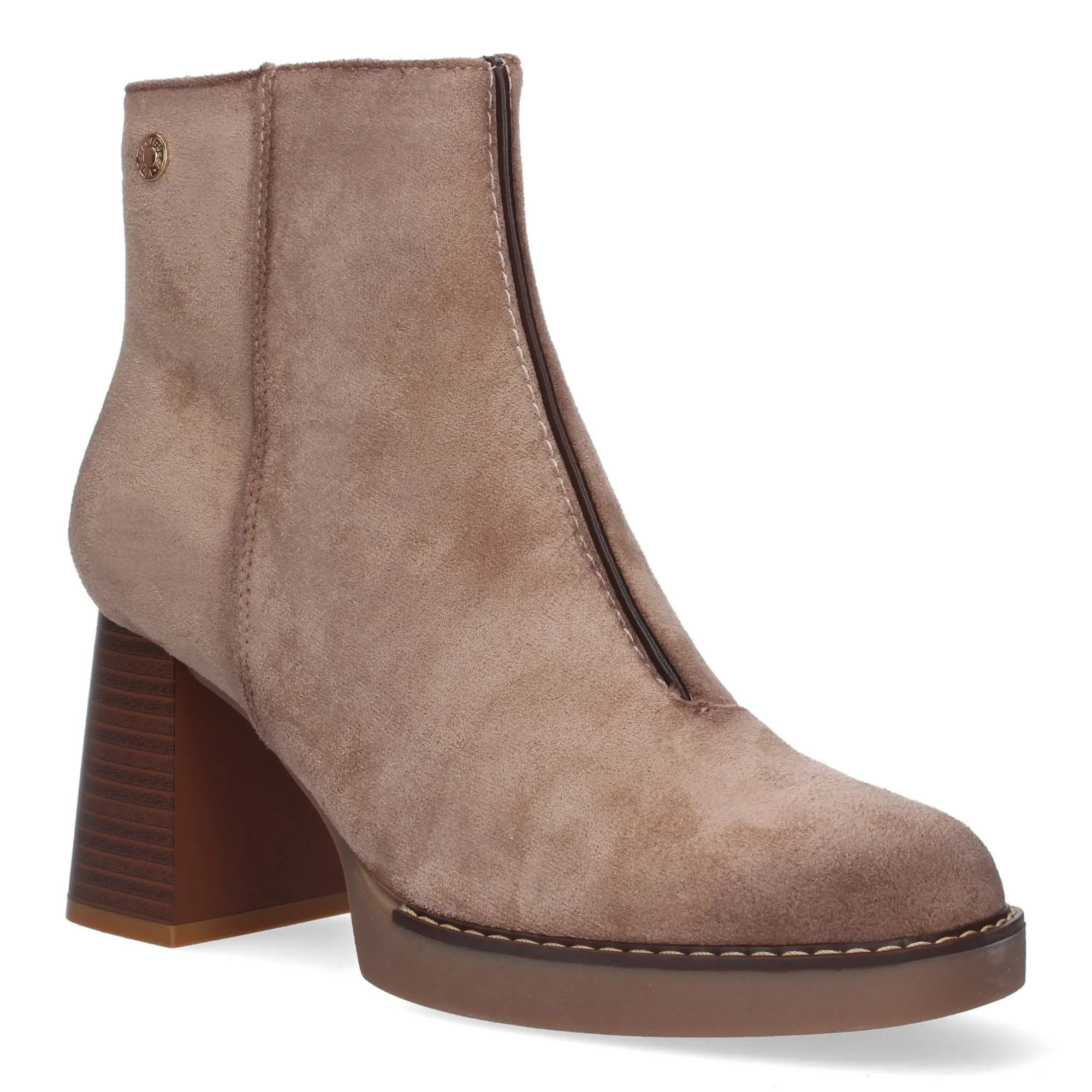 BOTINES DE TACóN MEDIO PUNTA REDONDA MUJER COLOR BEIGE VR3559