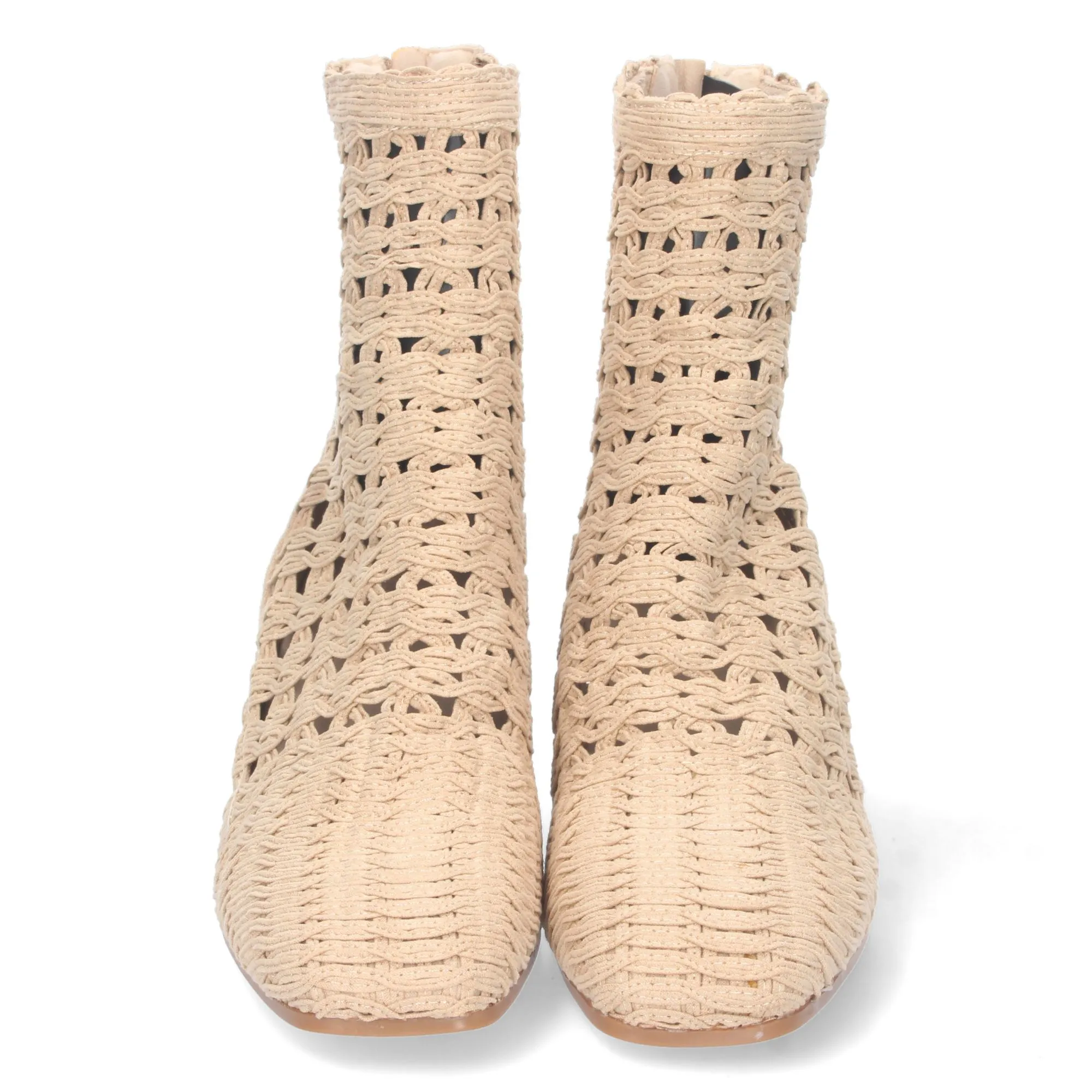 Botines tacon medio estilo calado mujer color beige