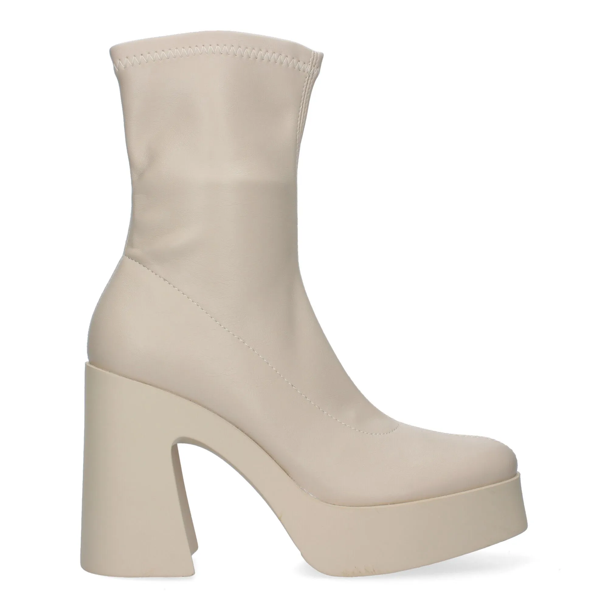 Botines tacón ancho y plataforma mujer color beige M3910