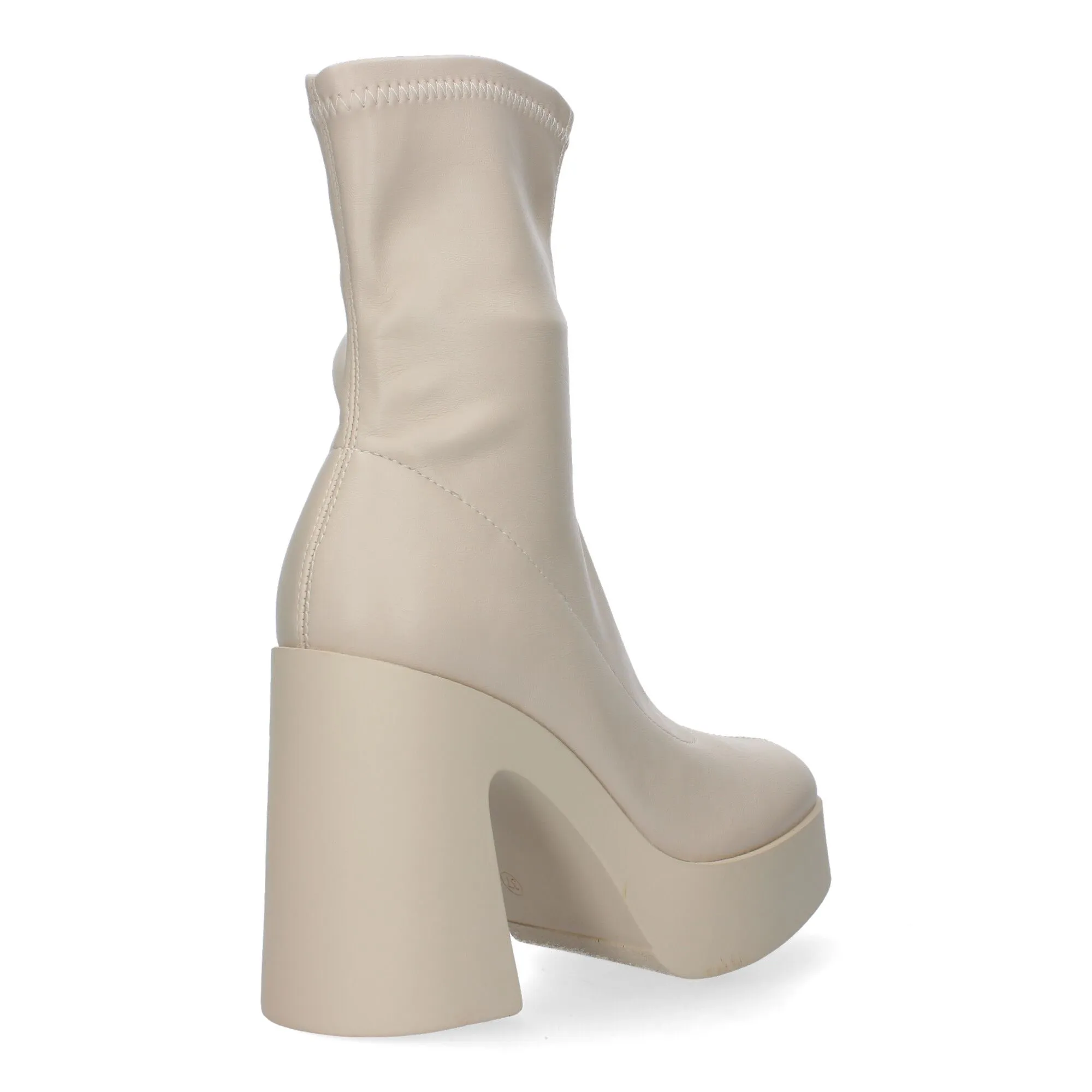 Botines tacón ancho y plataforma mujer color beige M3910