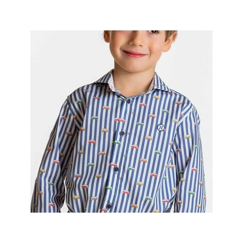 Camisa niño a rayas estampado caravanas