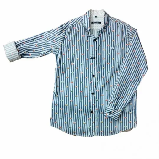 Camisa niño a rayas estampado caravanas