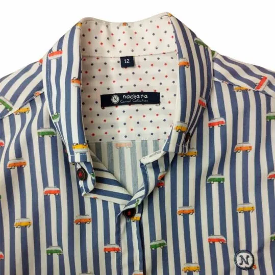 Camisa niño a rayas estampado caravanas