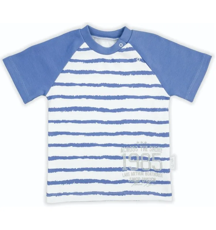 Camiseta azul a rayas de niño colección Leo