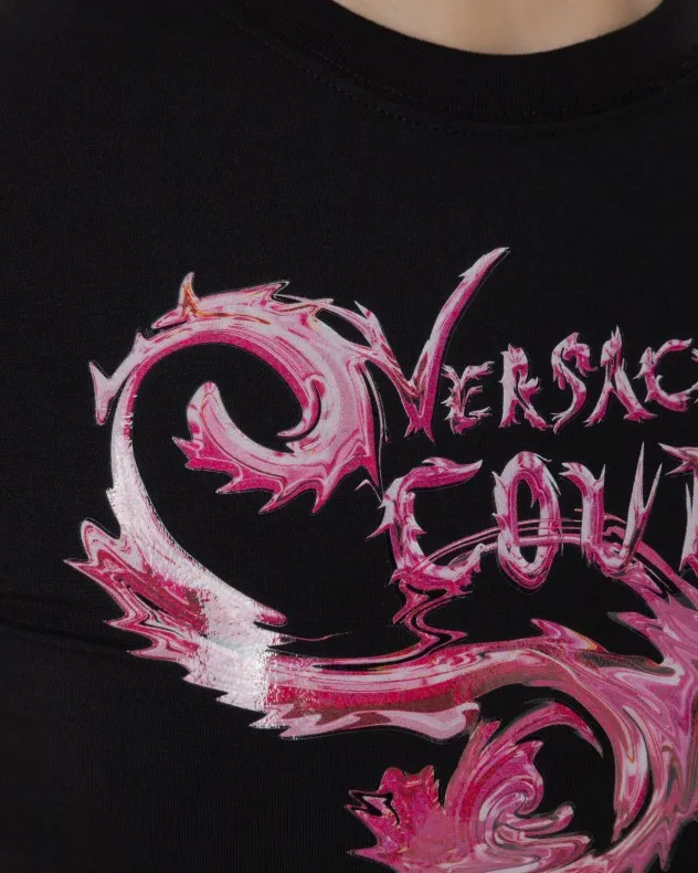 Camiseta corta Versace Jeans Couture 77HAHC00 Negro