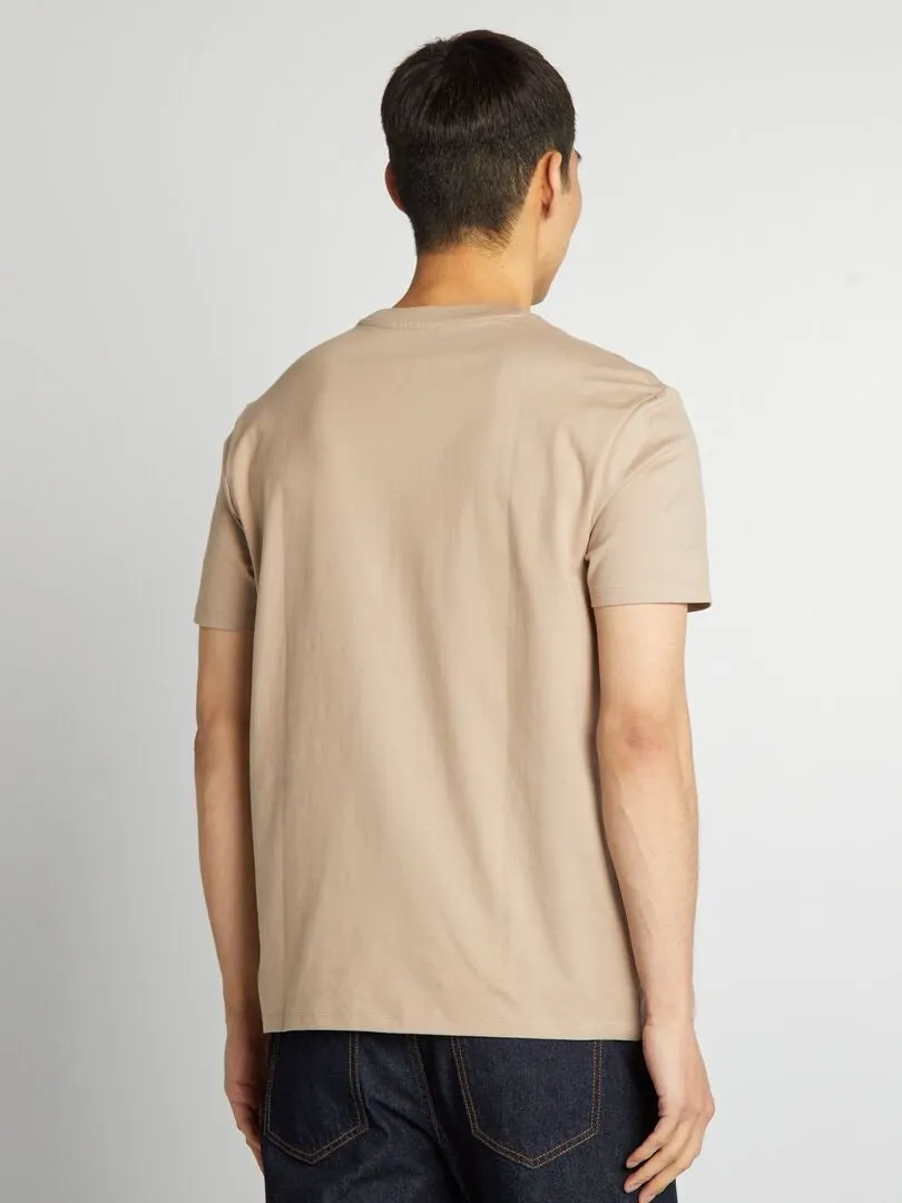 CAMISETA DE ALGODóN CON CUELLO REDONDO  BEIGE
