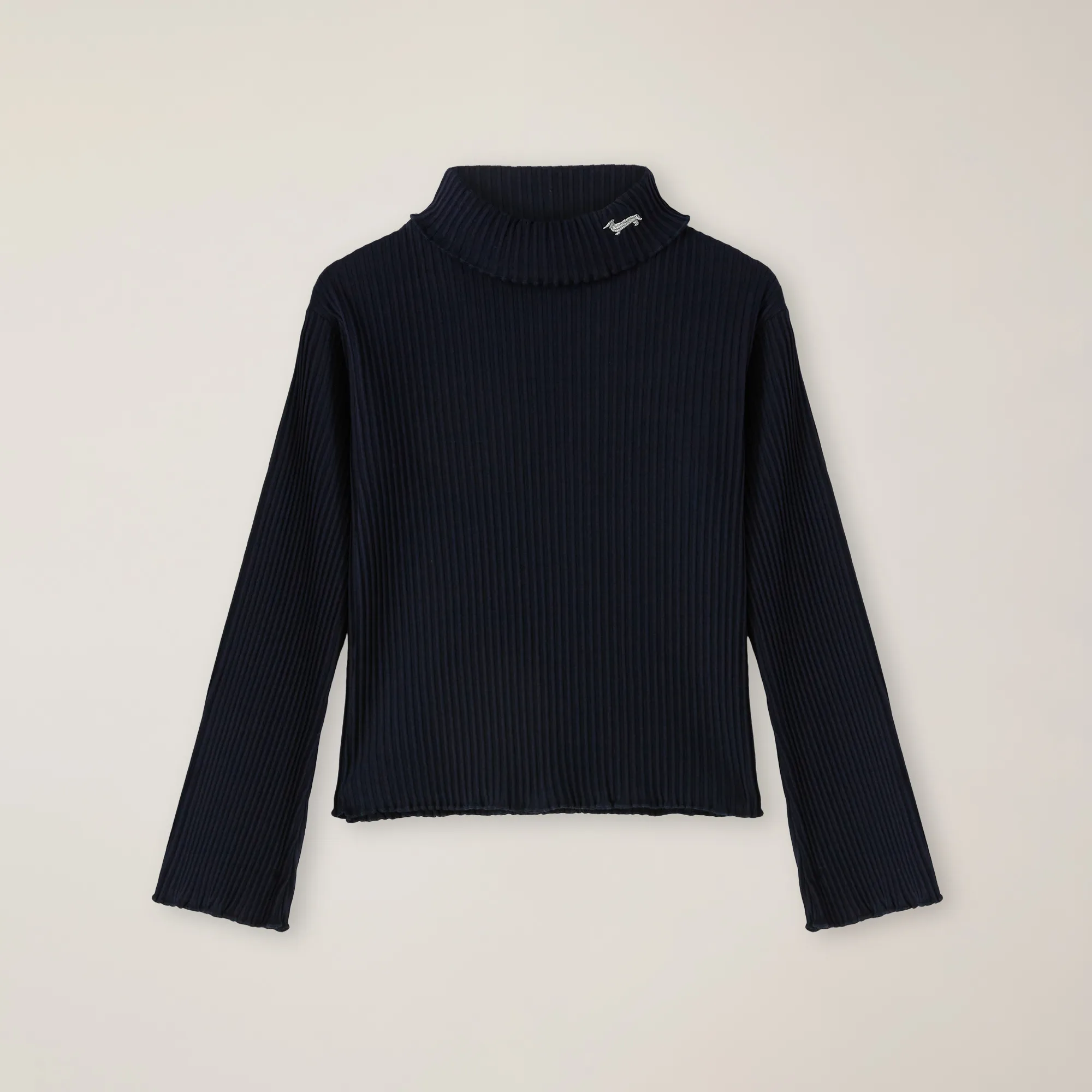 Camiseta de cuello alto de algodón orgánico con bordado