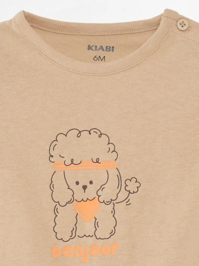 CAMISETA DE MANGA CORTA ESTAMPADA  BEIGE