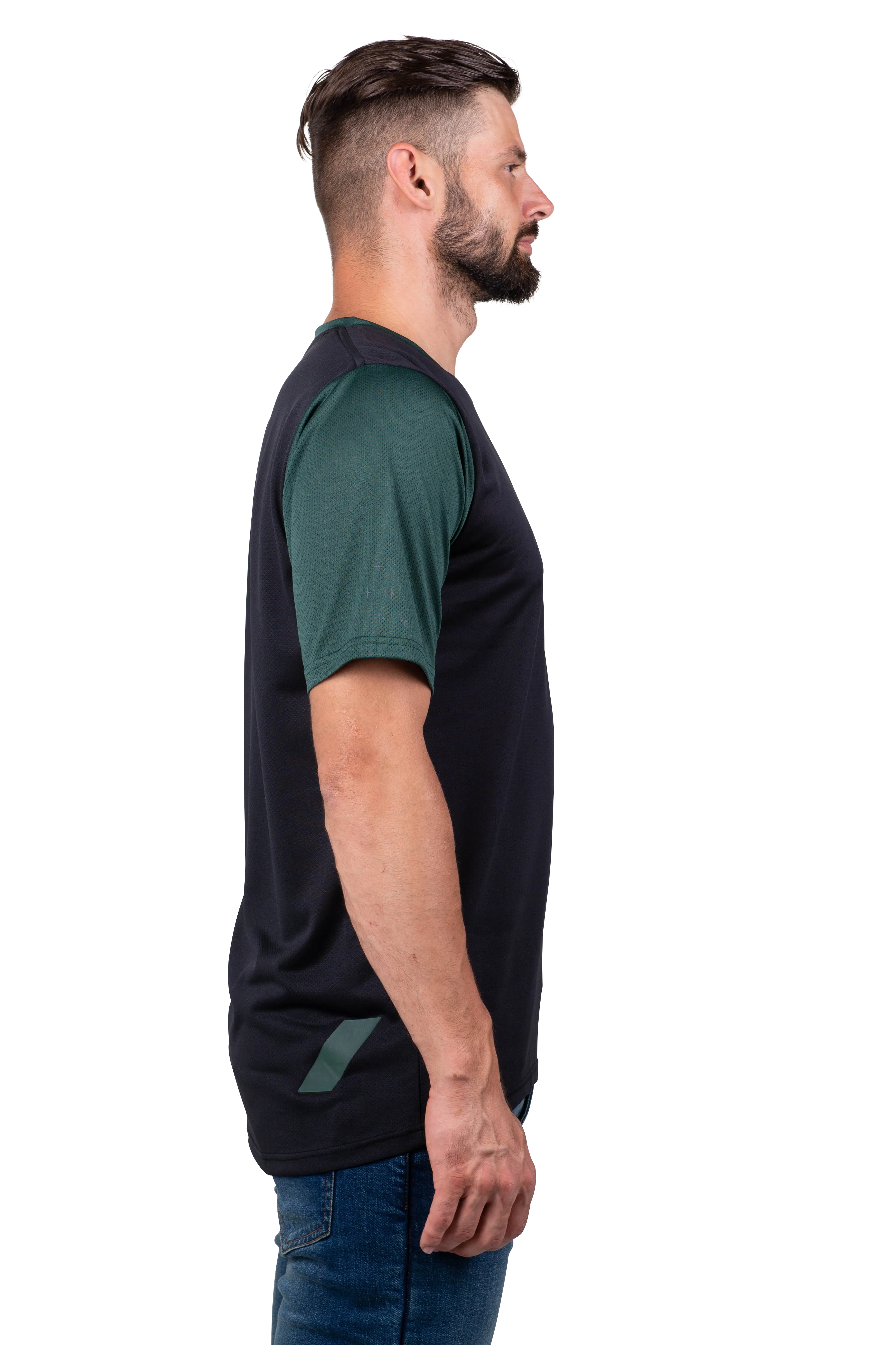 CAMISETA DE MTB 100% RIDECAMP NEGROVERDE BOSQUE